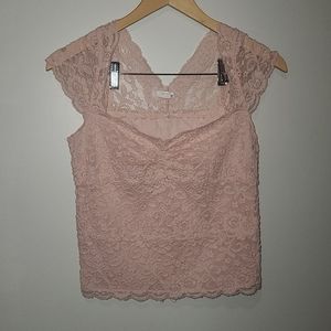 Pink lace dressy top